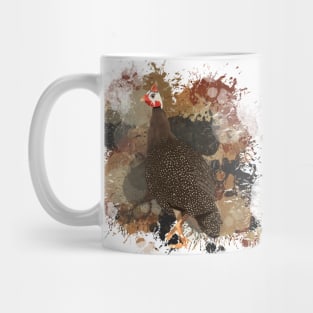 Guinea Fowl Abstract Paint Splatter Design in Warm Earth Tones Mug